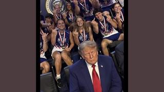 Fact Check: FAKE Photo Shows Athletes With Medals Flipping The Bird To President Trump's Back During Patriot Games