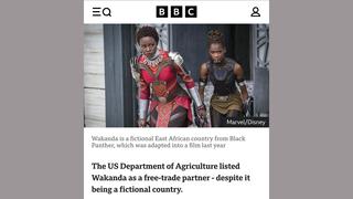 Fact Check: BBC DID Report That USDA Listed Wakanda As Trade Partner -- But The Mistake Was An Accident From 2019