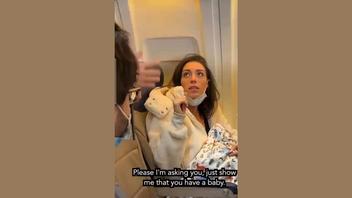 Fact Check: Video Shows FAKE Incident Where Flight Attendant Pulls Blanket From Woman Claiming To Have Baby, Revealing Lynx On Plane