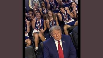 Fact Check: FAKE Photo Shows Athletes With Medals Flipping The Bird To President Trump's Back During Patriot Games