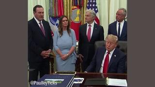 Fact Check: FAKE Video Shows Trump Making Kissy Faces And Sounds In Front Of Sarah Huckabee Sanders -- It Is An Altered Satire Video