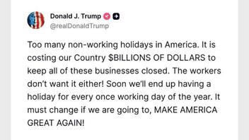 Fact Check: Trump Did NOT Write 'Too Many Non-Working Holidays In America' Ahead Of Labor Day 2026 -- Post Is From Summer 2025