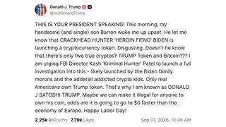 Fact Check: Trump Did NOT Make Post Saying FBI Should Investigate Hunter Biden's Cryptocurrency Coin