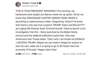 Fact Check: Trump Did NOT Make Post Saying FBI Should Investigate Hunter Biden's Cryptocurrency Coin