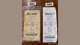 Fact Check: FAKE Image Of 2002 And 2026 Walmart Receipts For Price Comparison -- It Was Made With AI