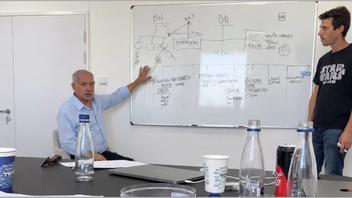 Fact Check: FAKE Photo Shows Netanyahu In Front Of Whiteboard Plan Involving "SPAIN" -- Generated With OpenAI