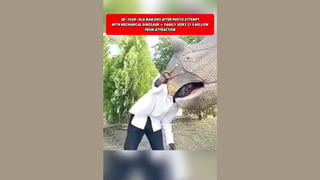 Fact Check: Man Did NOT Die While Taking Photo With Mechanical Dinosaur -- Photo Of Alleged Victim Is Of Unrelated Texas Man