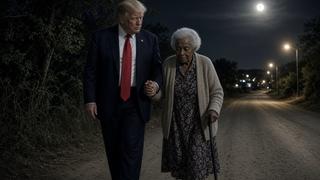 Fact Check: Trump Did NOT Walk 'Old Woman' Home After Iowa Rally -- Image Is AI-Generated