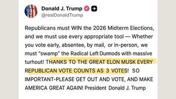 Fact Check: Trump Did NOT Write 'Every Republican Vote Counts As 3 Votes!' Due To Elon Musk -- It's A Fabricated Screenshot
