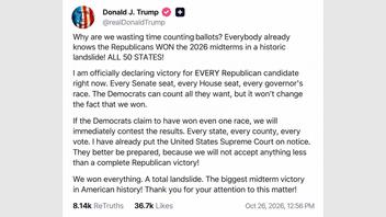 Fact Check: Trump Did NOT Post To Truth Social Already Declaring Victory In The Midterms And Saying Counting Ballots Is 'Wasting Time'