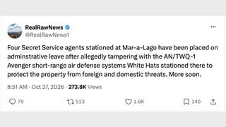 Fact Check: Secret Service Agents Were NOT Placed On Leave After Tampering With Air Defense Systems At Mar-a-Lago -- It Is Satire
