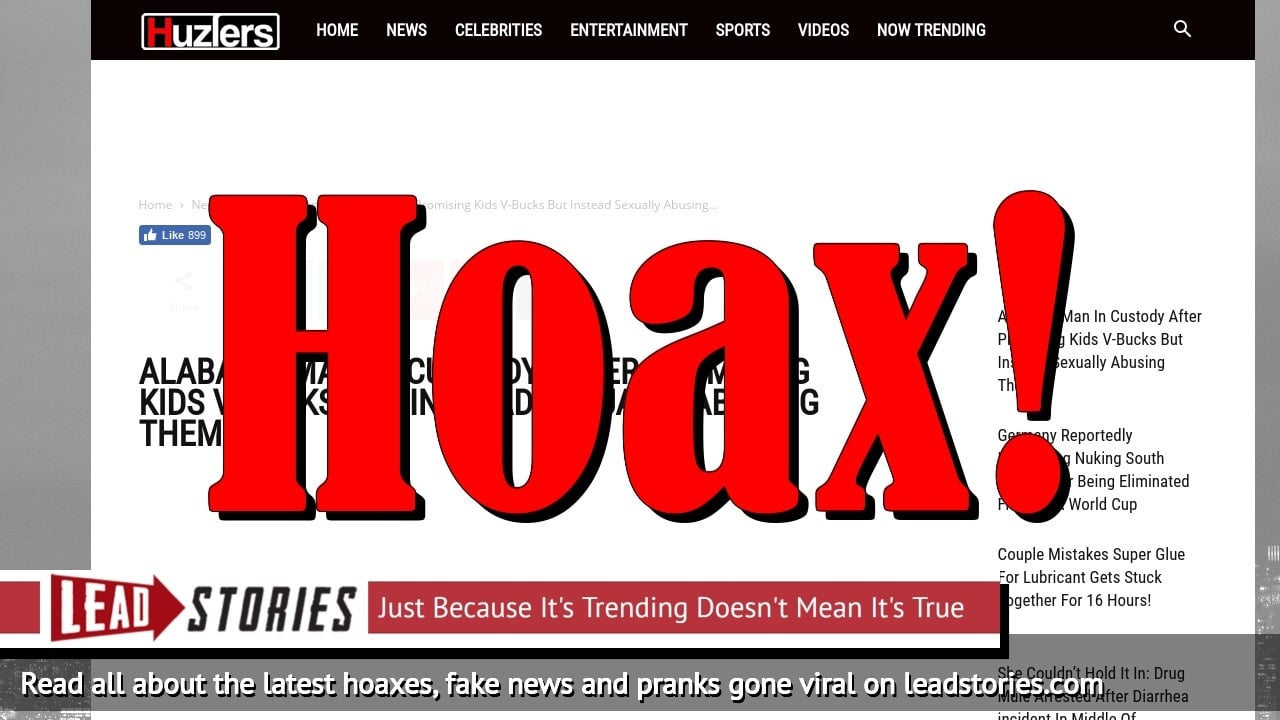 Fake News No Alabama Man In Custody After Promising Kids V Bucks - 