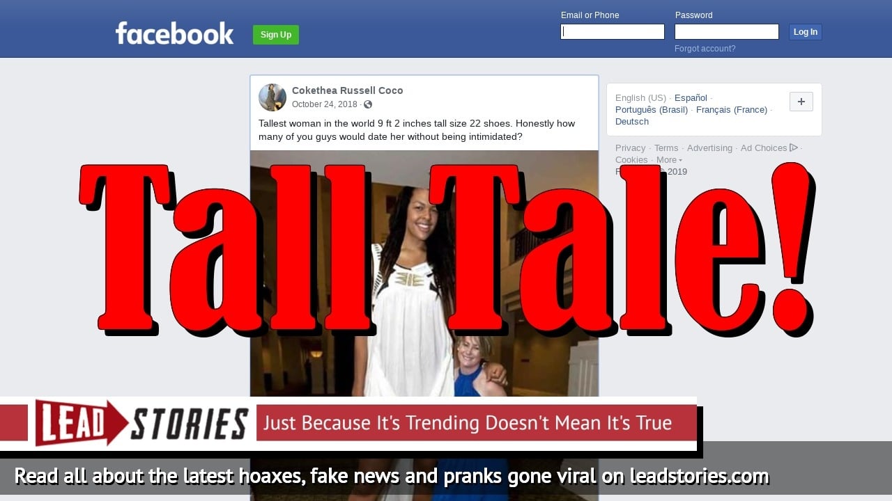 Fake News Not A Photo Of The Tallest Woman In The World Lead Stories