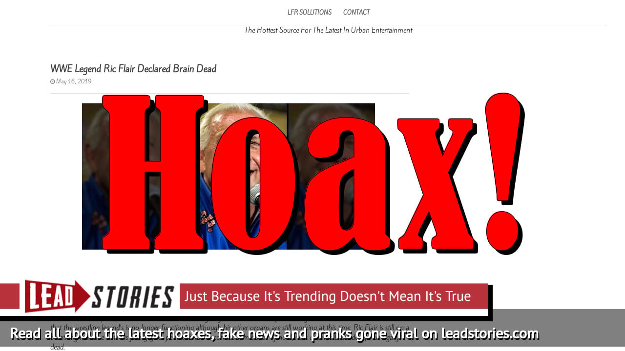 Fake News: WWE Legend Ric Flair NOT Declared Brain Dead | Lead Stories