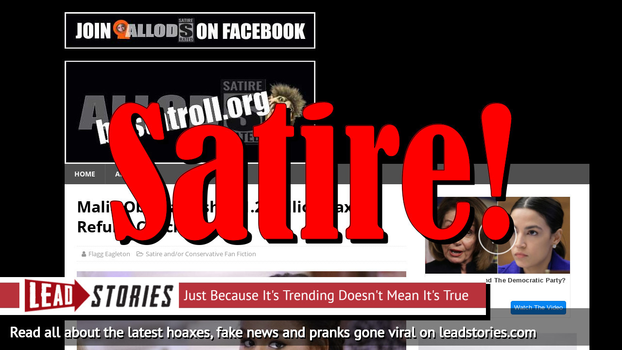 Fake News Malia Obama Did NOT Cash 1.2 million 'Tax Refund' Check