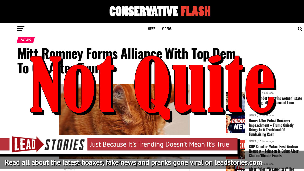 Fake News: Mitt Romney Did NOT Form Alliance With Top Dem To Go After Trump | Lead Stories