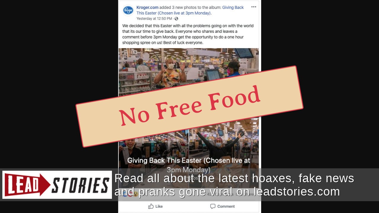 Fact Check Kroger Did NOT Offer Chance For A Shopping Spree Giveaway