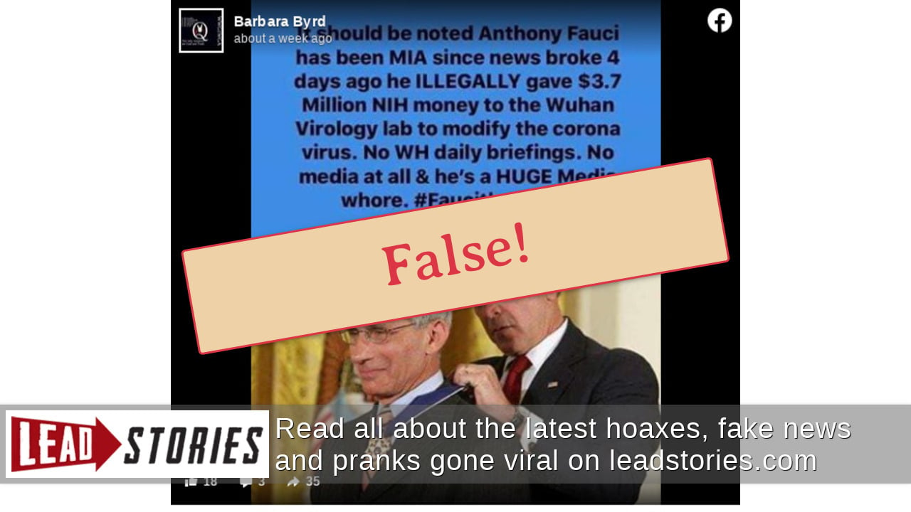 Fact Check: Dr. Fauci Has NOT Been 'MIA' And He Did NOT Illegally Send ...