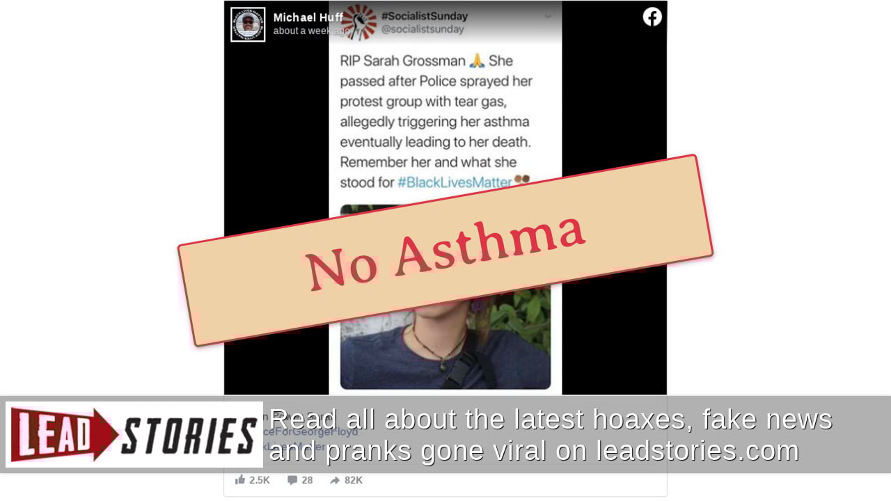 Fact Check NO Evidence Protester Sarah Grossman's Death
