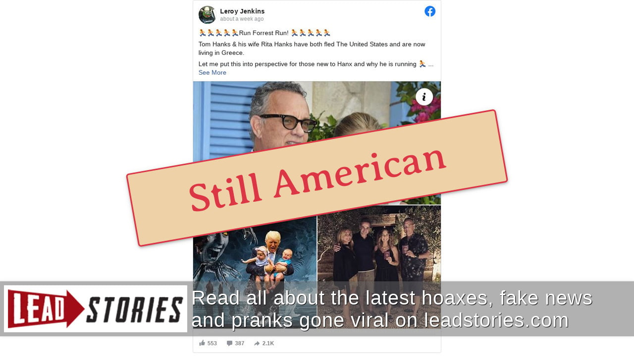 Fact Check Tom Hanks Did NOT Flee To Greece To Hide From Epstein