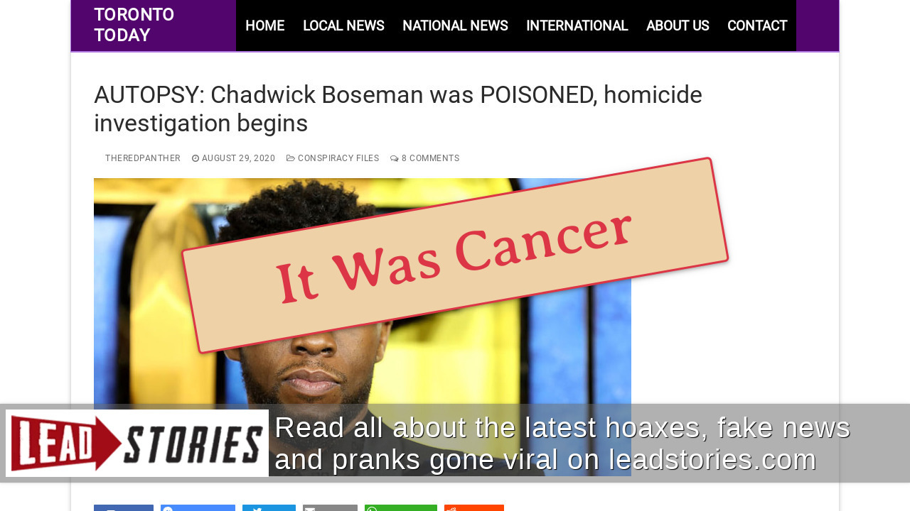 Fact Check Chadwick Boseman Was Not Poisoned No Homicide Investigation Lead Stories