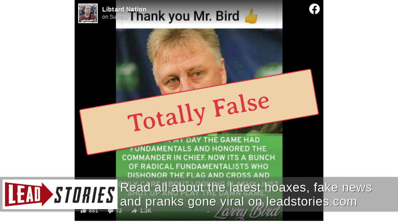 Fact Check Larry Bird Did Not Tell Nba Players To Shut Up And Play The Damn Game Lead Stories