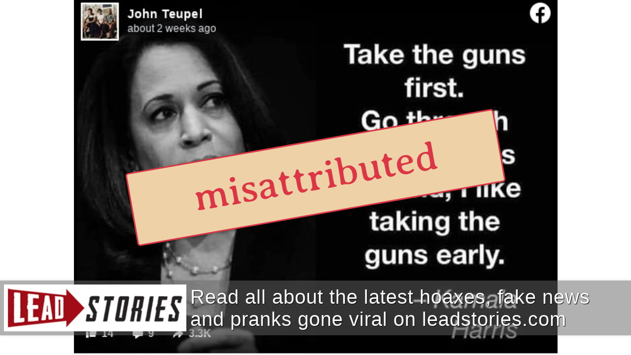 Fact Check: Kamala Harris Did NOT Say To 'Take The Guns First' -- Those ...