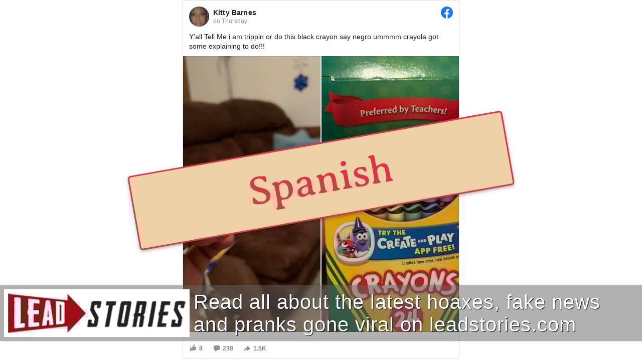 Fact Check Black Crayola Crayon Labeled 'Negro' Is NOT Racist It's