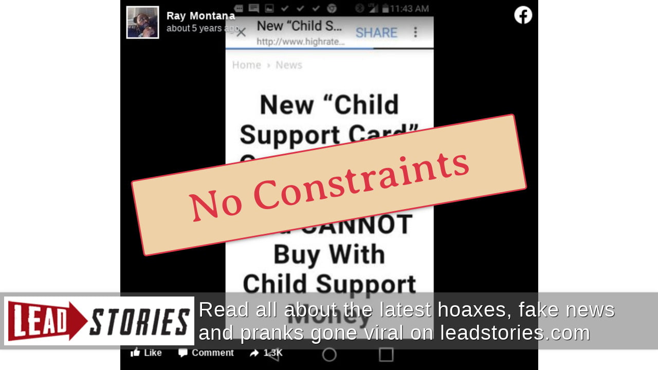 Fact Check Delaware Does NOT Have Child Support Card That Controls 