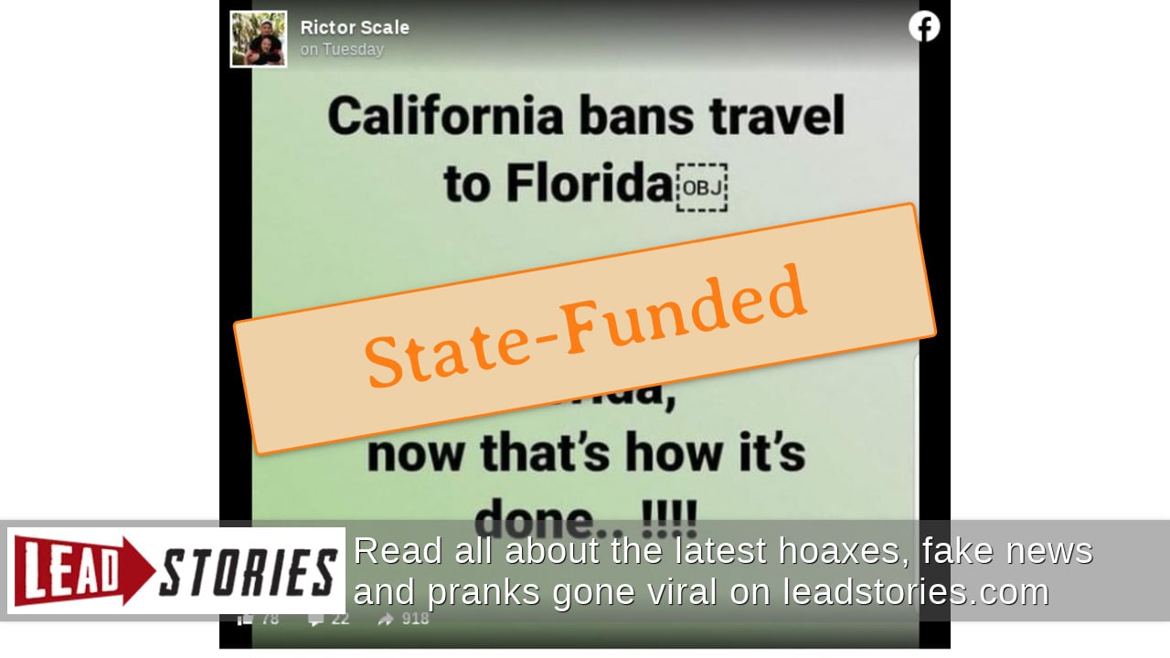 california state sponsored travel ban