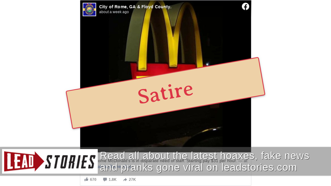 Fact Check A McDonald's In Rome, Is NOT Offering A Starting