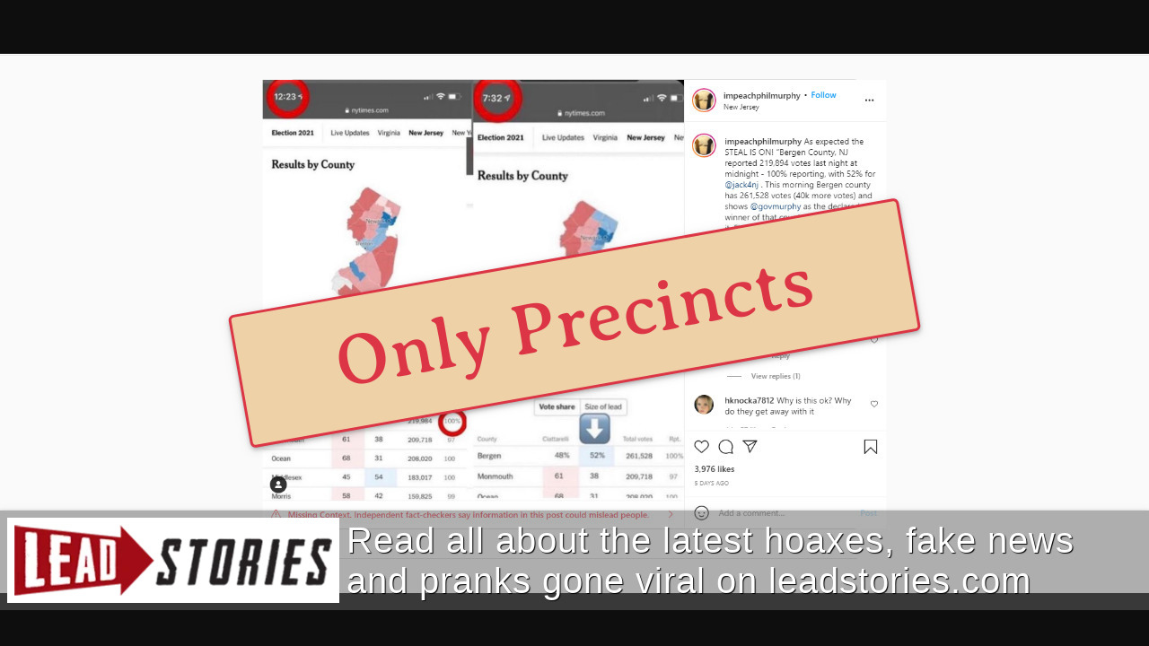 Fact Check Bergen County, NJ, Did NOT Add Unexplained Votes To Its 2021 General Election Totals