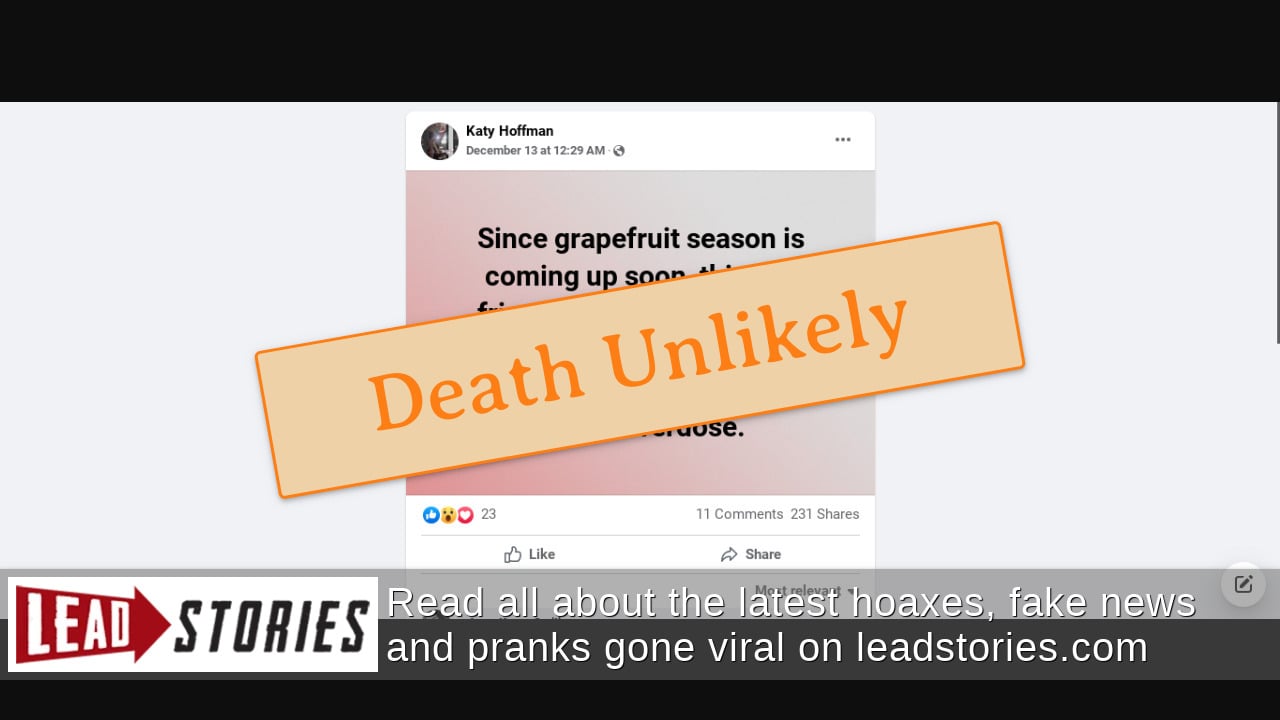 Fact Check NO Evidence That Mixing Grapefruit And Antidepressants Can