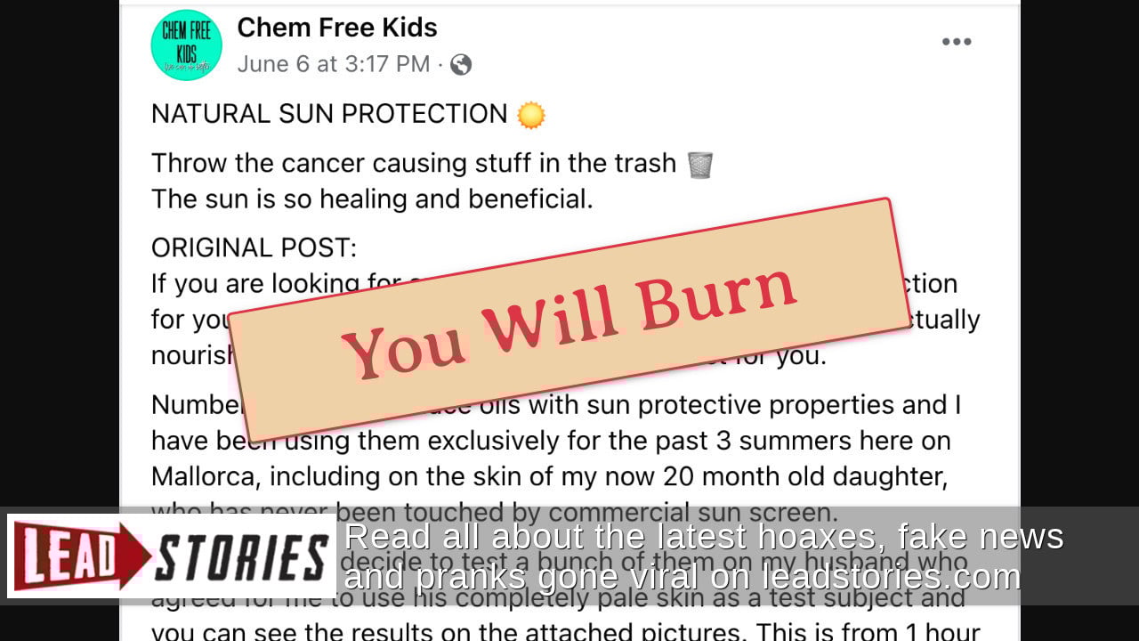Fact Check Plant Oils Do NOT Provide Effective Natural Sun Protection AND Sunscreen Does NOT
