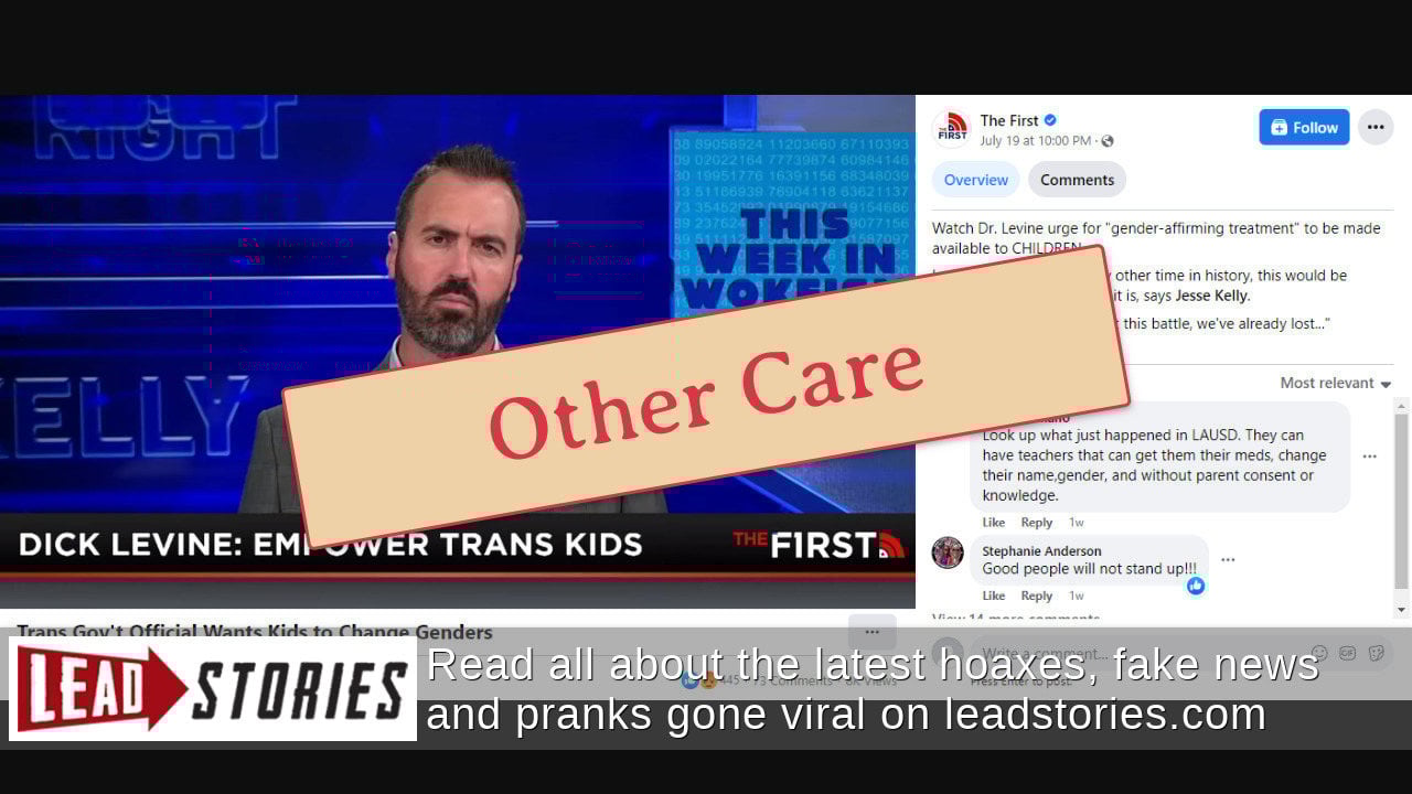 Fact Check Rachel Levine Did NOT Say GenderAffirmation Surgery Should