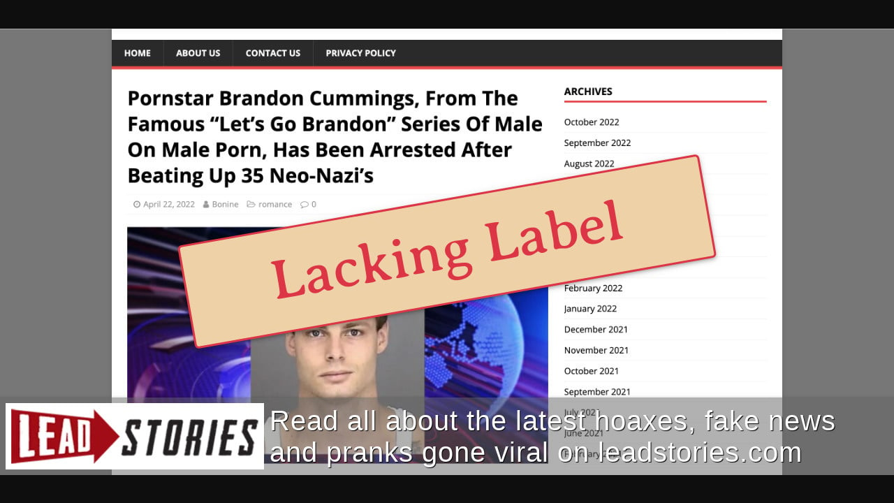 Fact Check: Story About Brandon Cummings' Arrest Is NOT Real -- Originated  On Satirical Site | Lead Stories
