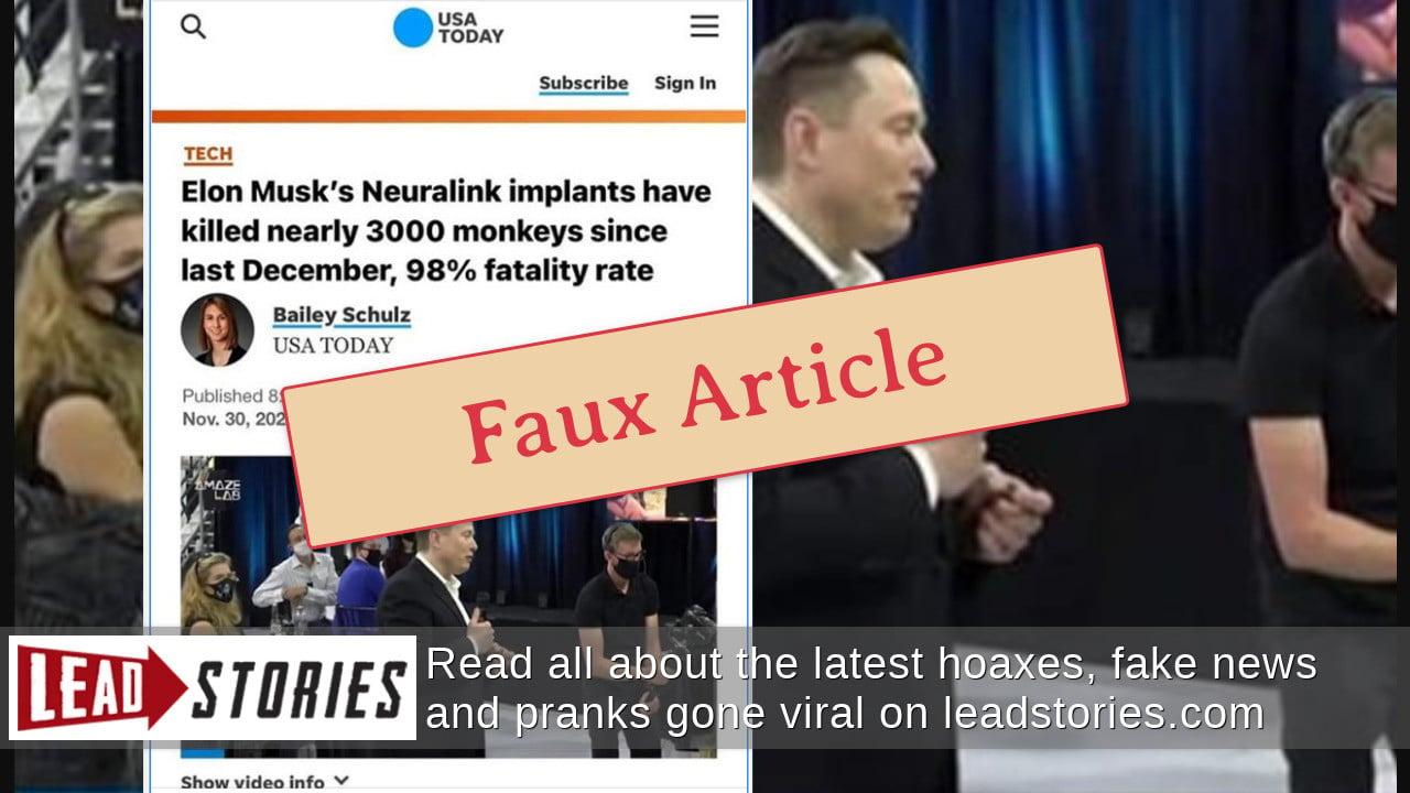 Fact Check: USA Today Did NOT Publish This Article On Neuralink Study