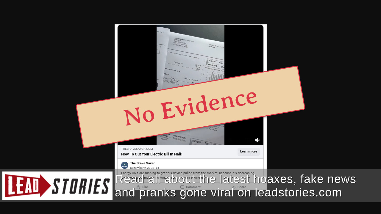 Fact Check NO Evidence That SoCalled PowerSaving Device Will 'Cut