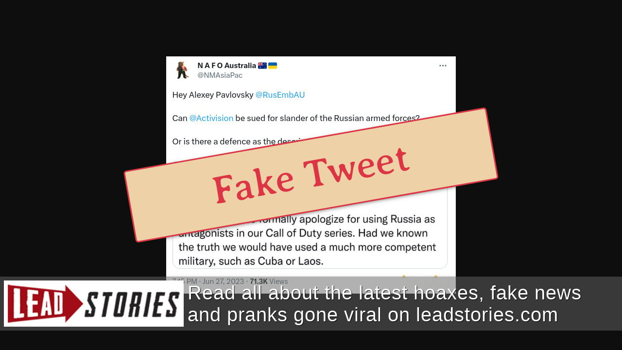 Fact Check: Activision Did NOT Post Tweet Mocking Russian Military ...