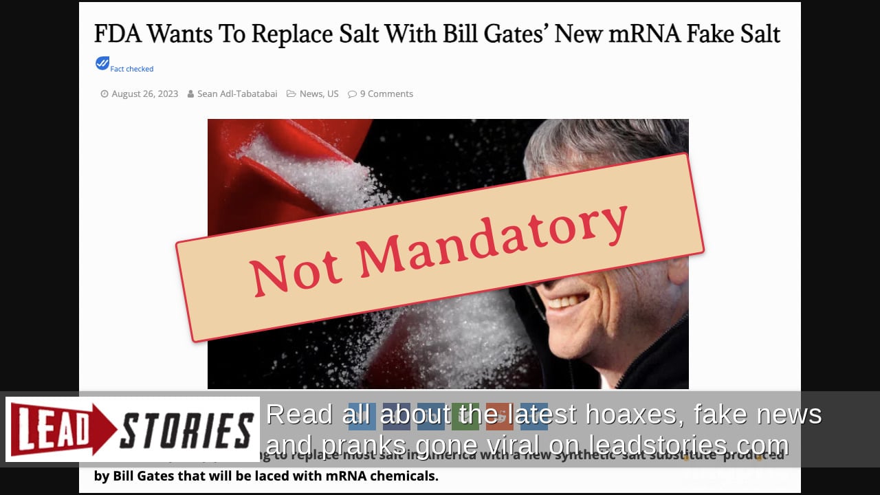 Fact Check FDA Does NOT Plan To Replace 'Most Salt In America' With