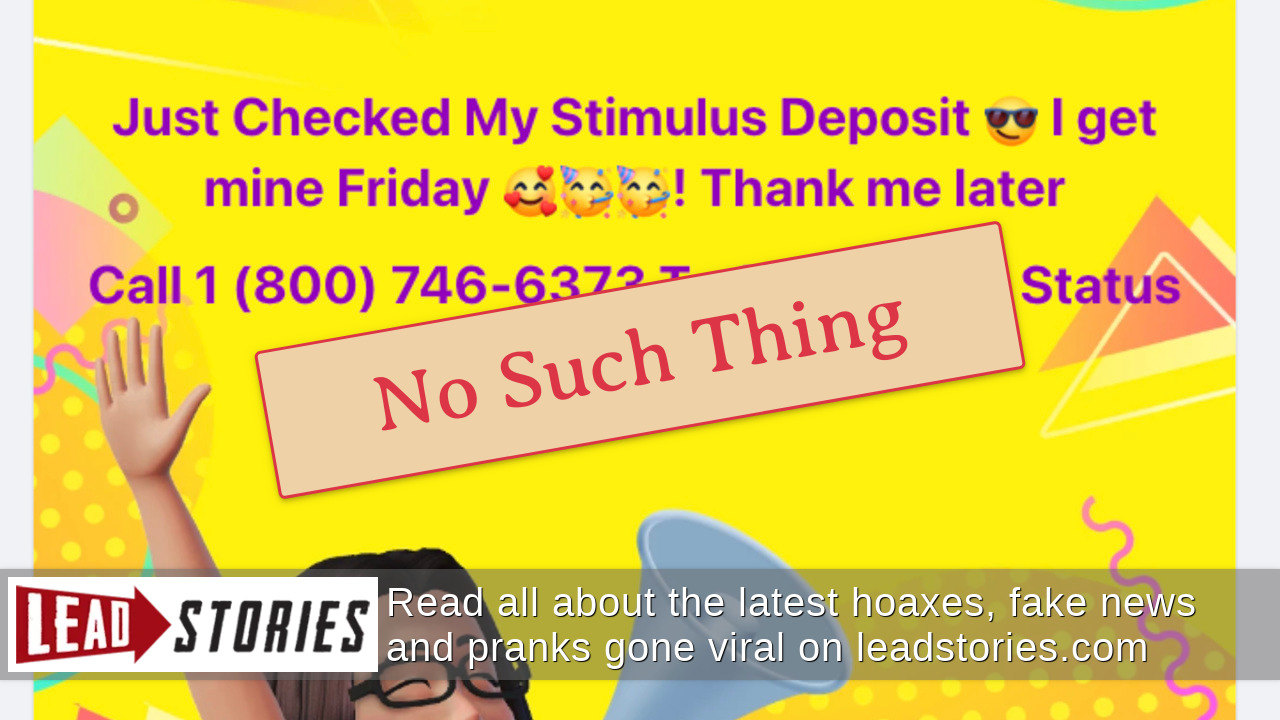 Fact Check Calling A 1 800 Number Does Not Help Get Stimulus Deposit Us Government Did Not 