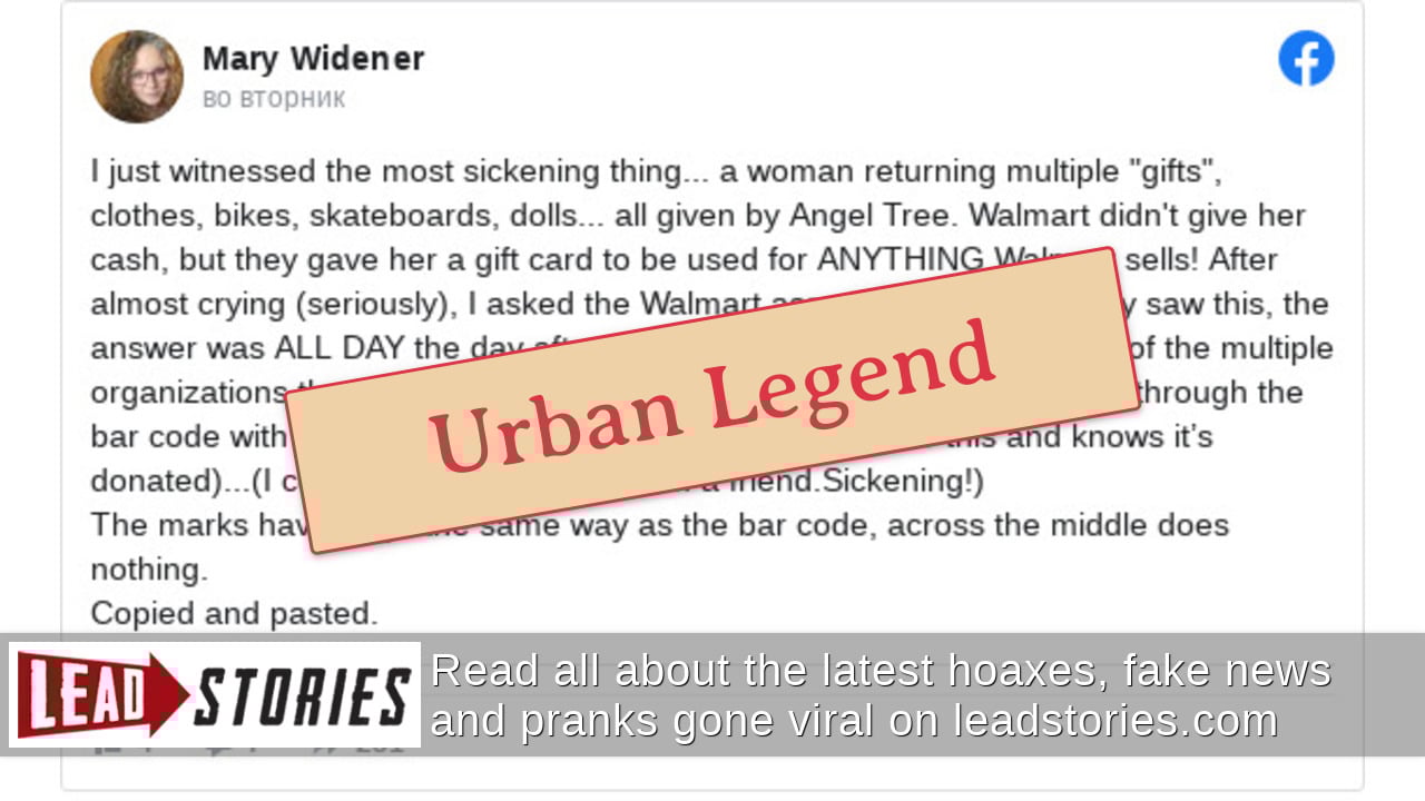 Fact Check NO Evidence Angel Tree Recipients Can Return Their Gifts To Walmart Lead Stories