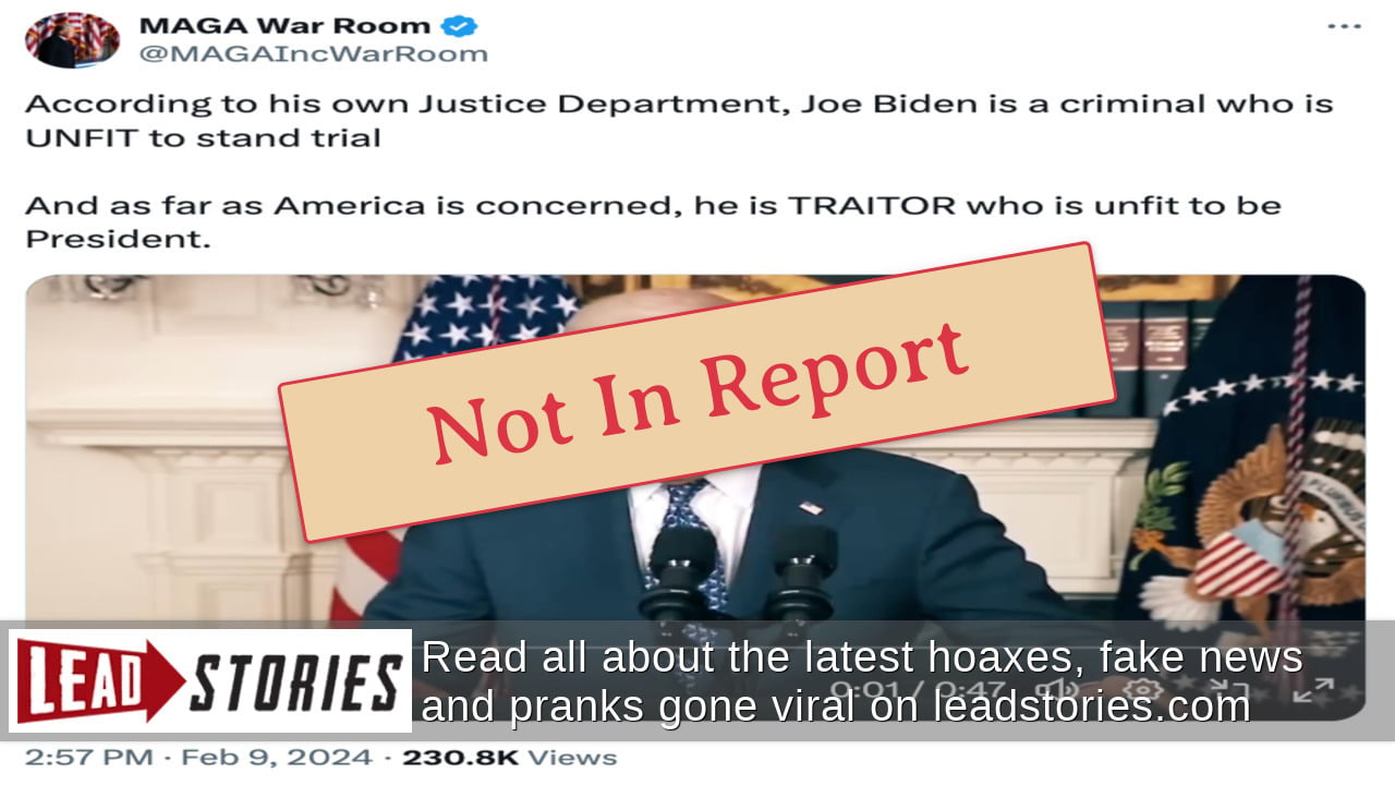 Fact Check: Special Counsel Robert Hur Did NOT Say Biden Was Mentally ...