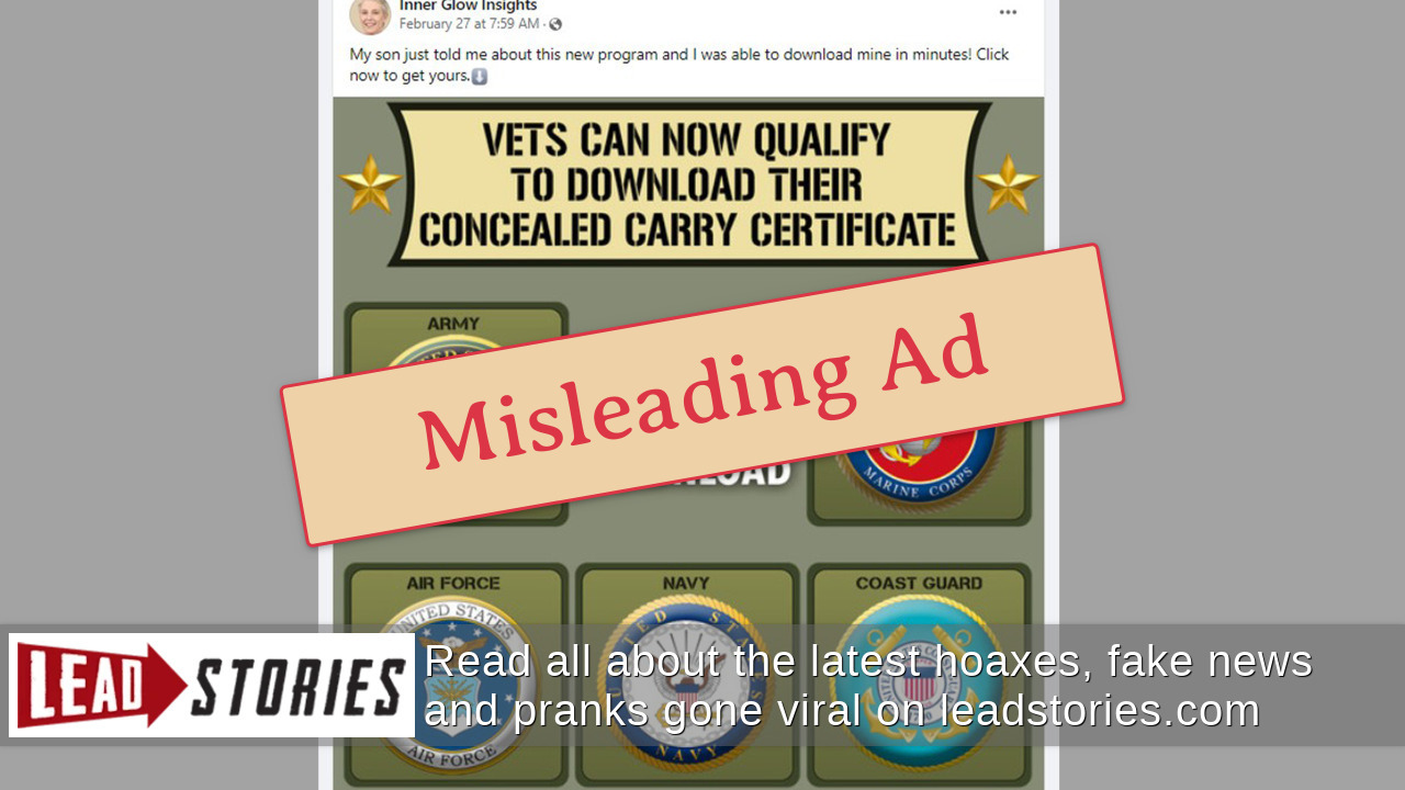 Fact Check Online Certificate Does NOT Qualify Veterans For Permit To