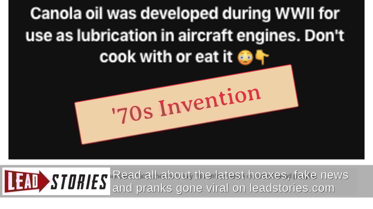 Fact Check Canola Oil Was NOT First Developed As Engine Lubricant During WWII Lead Stories