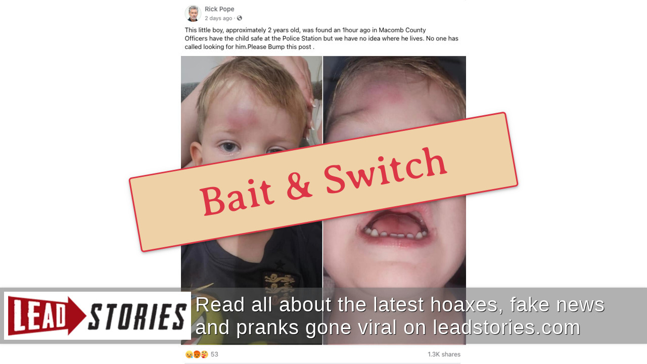 Factcheck Little Boy Fact Check: FAKE Post Claims 'Little Boy' Was 'Found' By Officers ...