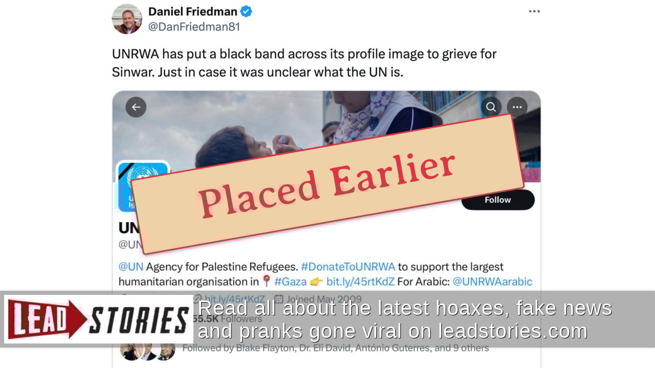 Fact Check UNRWA Did NOT Put Black Band Across Its X Profile To Grieve