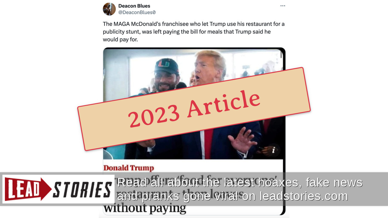 Fact Check 'Food For Everyone' Headline Does NOT Show Trump Leaving