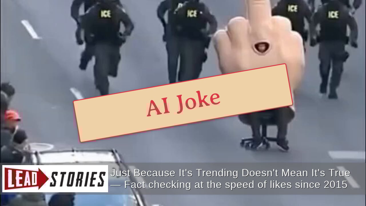 Fact Check: 'Chair Chase' Video Of ICE Agents Chasing Huge Hand Giving 'The Finger' On Minneapolis Street Is NOT Real -- AI Made This Joke | Lead Stories