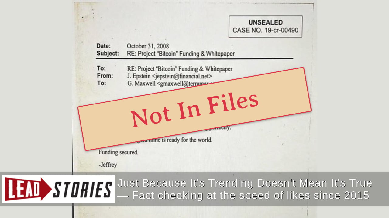 Fact File Project Fact Check: NO Email From Jeffrey Epstein About Satoshi 'Pseudonym' Or ...